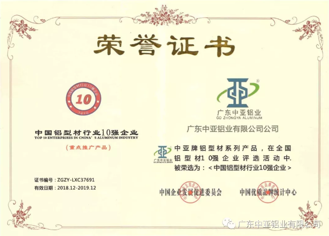 為“中國制造2025”加把勁！中亞鋁業榮獲“中國鋁型材行業10強企業”稱號(圖2)